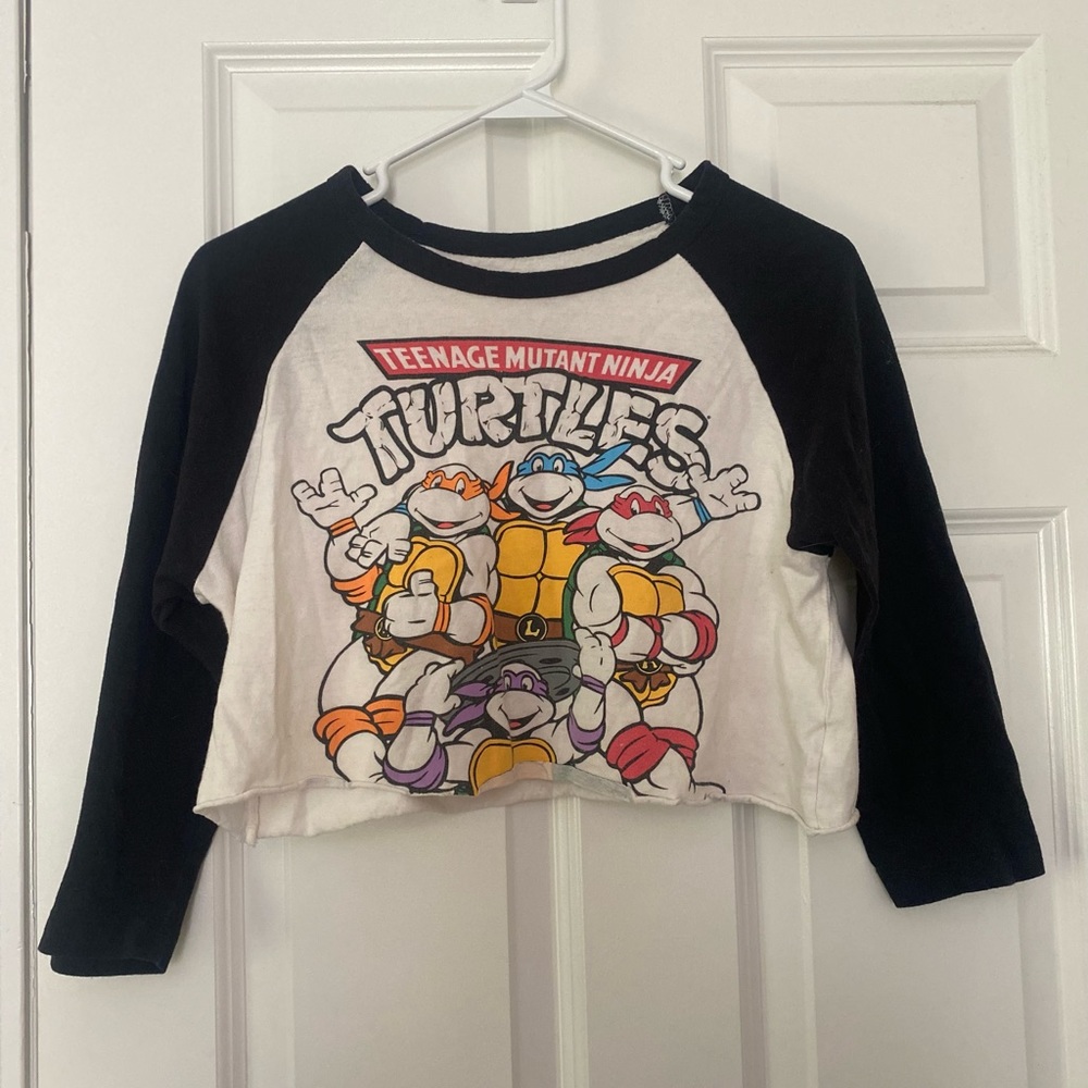Teenage Mutant Ninja Turtles Baseball crop T shirt sz S